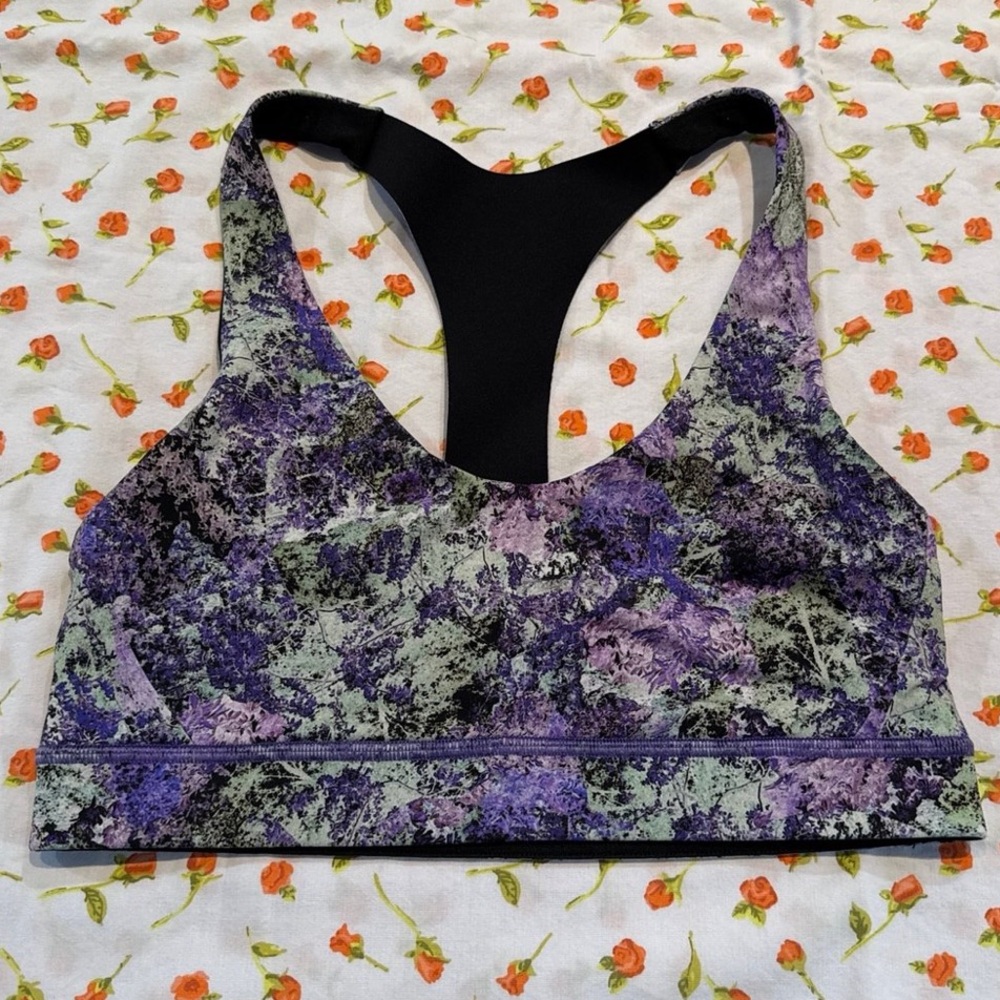 Lululemon Athletica purple patterned sports bra